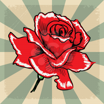 stylish, vintage, grunge background with rose