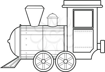 outline illustration of steam train, vintage transportation