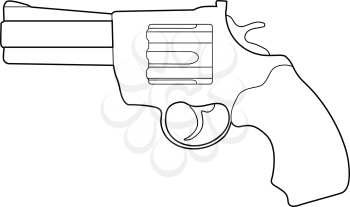 outline illustration of old revolver pistol