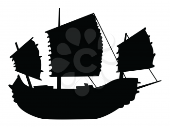 silhouette of old sailing ship, ancient motive