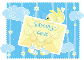 Royalty Free Clipart Image of a Baby Arrival Announcement Card