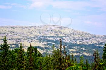 One of the elevations of the mountain range Kvarkush in the Ural Mountains