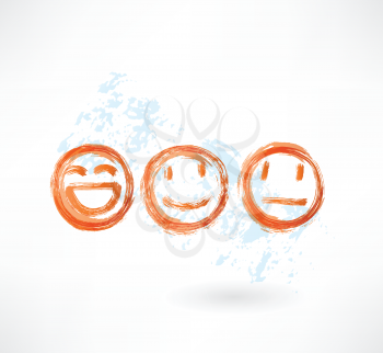 Set smiles grunge icon