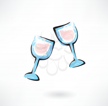 two wineglasses grunge icon