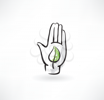 hand and leaf grunge icon