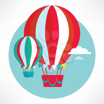 Hot Air Balloon flying and clouds icon