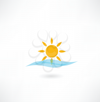 sun with sea wave icon