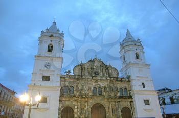 Panama Cathedral in sunset