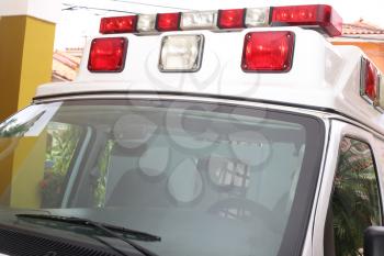 Front part of an ambulance looking for the patient