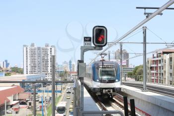 PANAMA CITY, PANAMA - MAY 10: Panama Metro a metropolitan transport system that was inaugurated on Apr 5, 2014. Consists of one 8.5 mile line serving 12 stations in Panama City, Panama on May 10, 2014