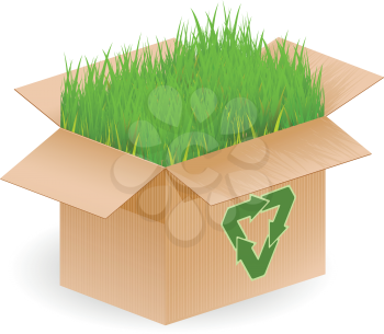 Royalty Free Clipart Image of a Box of Grass