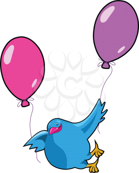 Stock Illustration Pigeon on Balloons on a White Background
