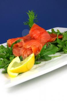 Smoked salmon on a plate
