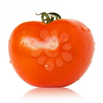 Single tomato isolated on white background