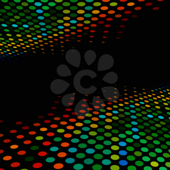 Disco style colorful halftone background with black copy space.