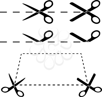 Black and white scissors simple shapes for print.
