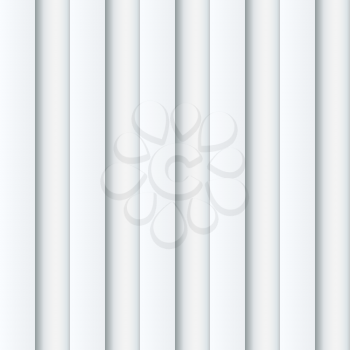 Abstract seamless white ribbed wall vector background.