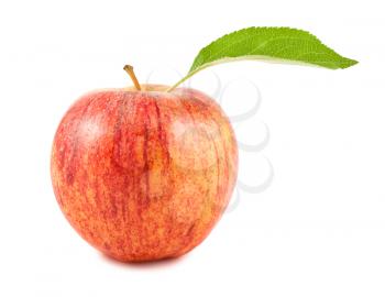 Royalty Free Photo of a Fresh Apple With One Leaf