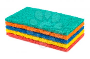 Stack of kitchen sponges isolated on the white background