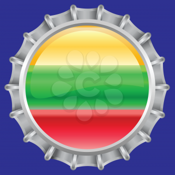 Royalty Free Clipart Image of a Flag of Lithuania Bottle Cap