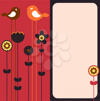 Royalty Free Clipart Image of a Cute Greeting Card With Birds