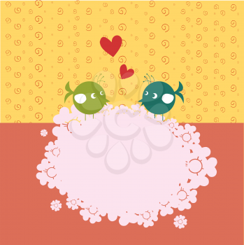 Royalty Free Clipart Image of a Cute Background With Birds