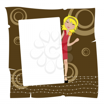 Royalty Free Clipart Image of an Invitation With a Girl