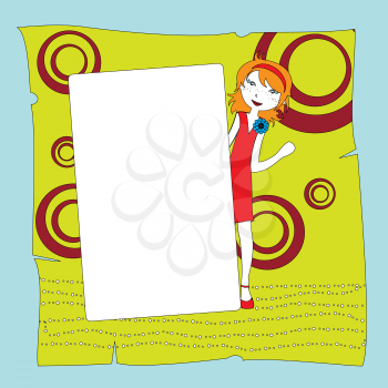 Royalty Free Clipart Image of a Funky Invitation With a Girl