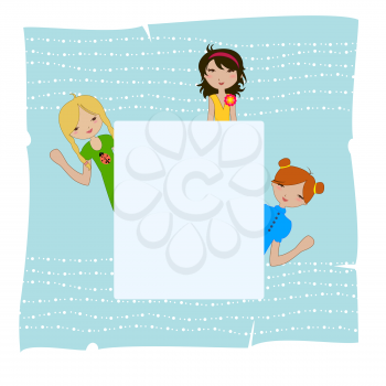 Royalty Free Clipart Image of an Invitation With Girls
