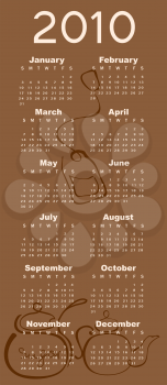 Royalty Free Clipart Image of a 2010 Calendar