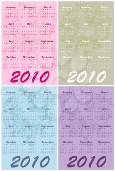 Royalty Free Clipart Image of a Set of 2010 Calendars