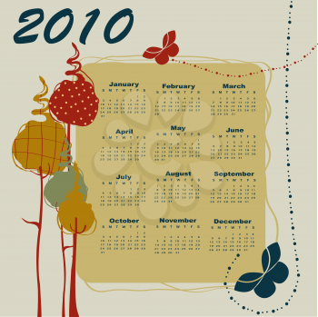 Royalty Free Clipart Image of a 2010 Calendar