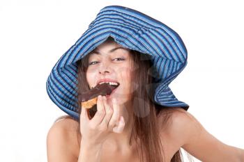 Royalty Free Photo of a Woman Eating Cake