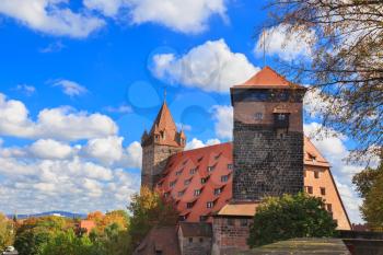 Nuremberg Castle with blue sky and trees
