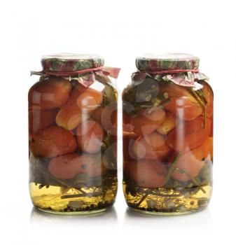 Pickled Tomatoes In The Glass Jars