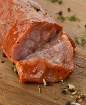 Raw Pork Fillet With Barbeque Sauce
