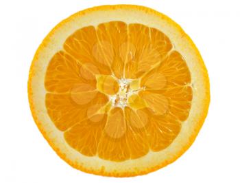 slice of orange , close up on white background
