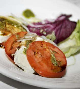 Salad With Mozzarella Cheese And Tomatoes