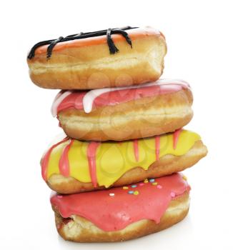 Collection Of  Colorful Donuts On White Background