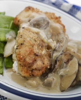 Chicken Breast In Mushroom Sauce With Green Peace