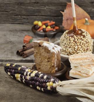 Halloween Treats - Caramel Apple ,Pumpkin,Cake And Candies