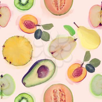 seamless   pattern with fresh fruits . Endless texture for your design.