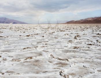Badwater Basin  in Death Valley National Park, California, USA.Badwater is the lowest point in North America.