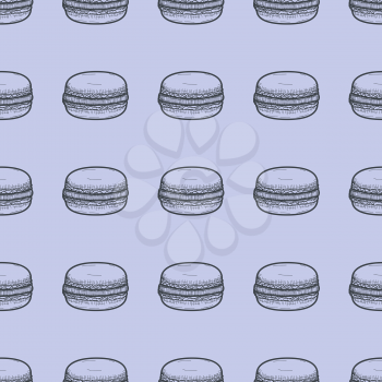 Hand drawn seamless macaroons background. Vector illustration