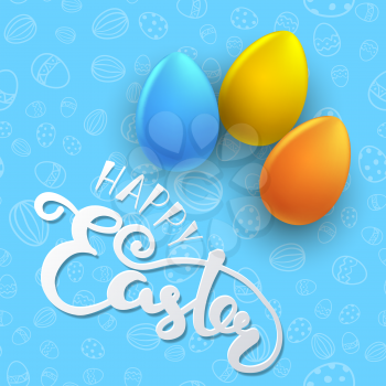 Easter seamless vector pattern with color eggs. Holiday background