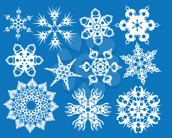 Blue set of snowflakes
