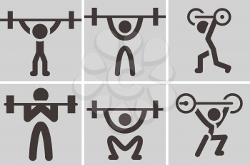 Sports icons set - weightlifting icons