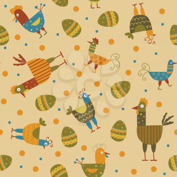 Funny hen seamless background