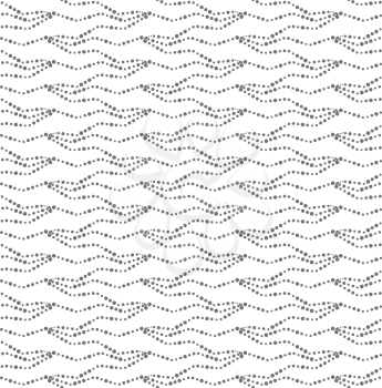Seamless stylish geometric background. Modern abstract pattern. Flat monochrome design.Repeating ornament gray dotted wavy lines horizontal on white.