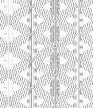 Abstract geometric background. Seamless flat monochrome pattern. Simple design.Slim gray wavy triangle grid.